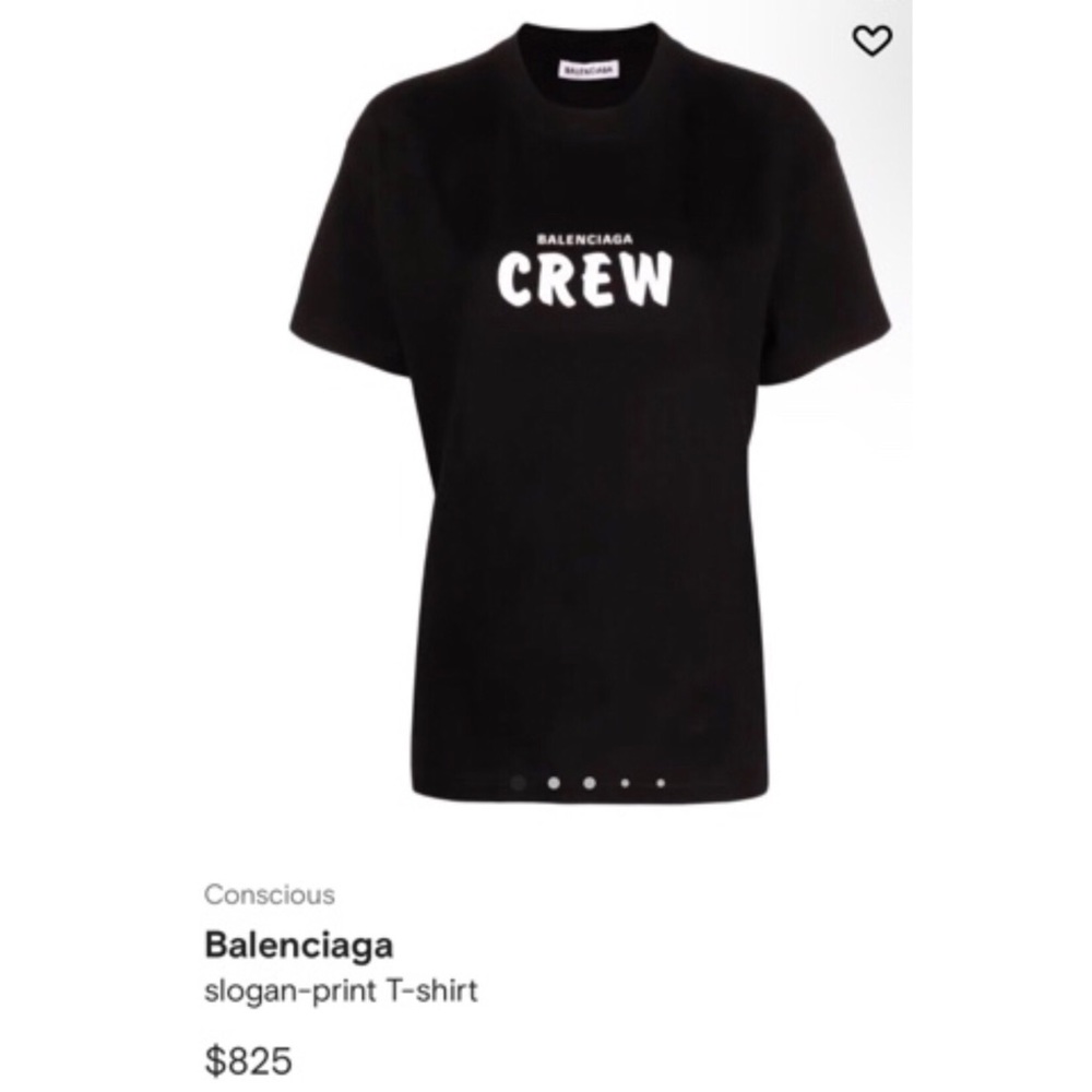 NWT Authentic BALENCIAGA CREW Slogan Shirt L Black White Logo